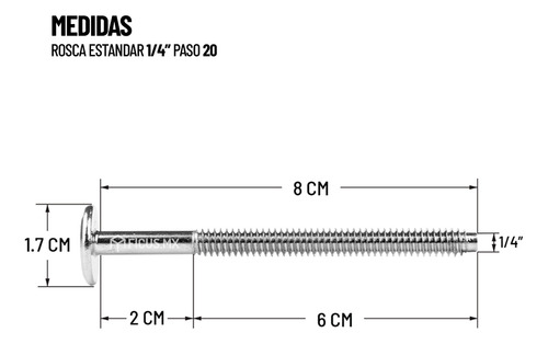 Tornillo Conector Union Niquelado Muebles 10cm X 1/4 10 Piezas