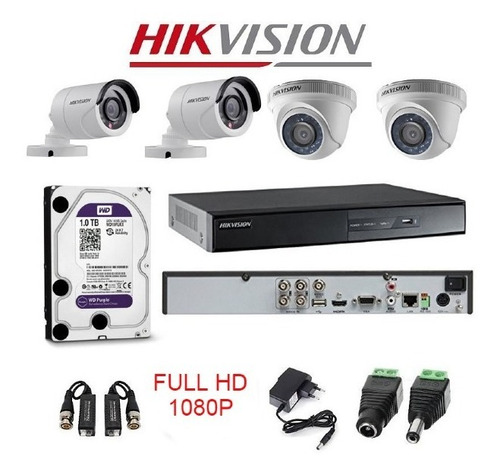Kit De Video Vigilancia 4 Camaras Full Hd Hikvision