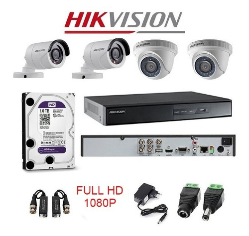 Kit De Video Vigilancia 4 Camaras Full Hd Hikvision 