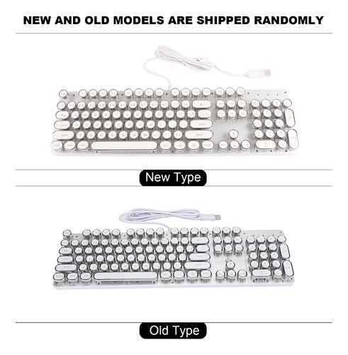Teclado 9005 Branco Mecânico Retrô Com Tampa Redonda