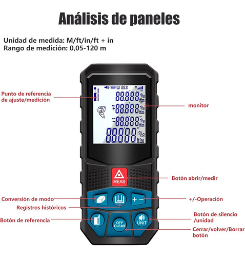 Medidor De Distancia Láser 100m Función De Auto-calibración