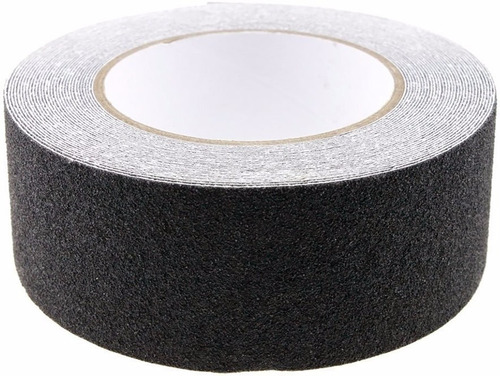 Imagen 1 de 9 de Cinta Adhesiva Antideslizante Negra 48mm X 18mts