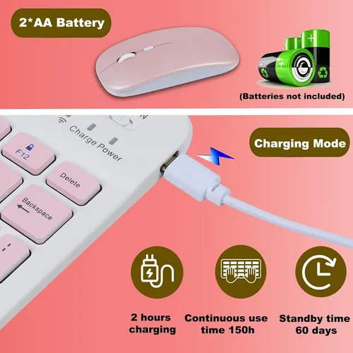 Kit Teclado Recargable Y Mouse Bluetooth Tablet Celular