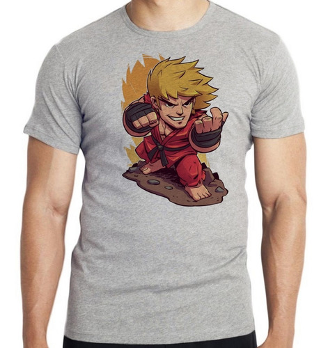 Camiseta Blusa Plus Size Mini Ken Street Fighter Jogo Game