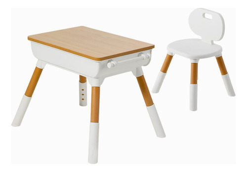 Mesa Con Silla School Blanca Caramelo - Kidscool