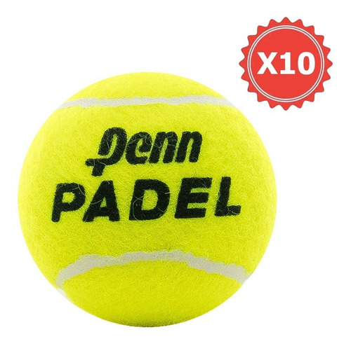 Imagen 1 de 7 de Pelota Padel Penn Pack X 10 Tenis Paddle Cemento Carpeta