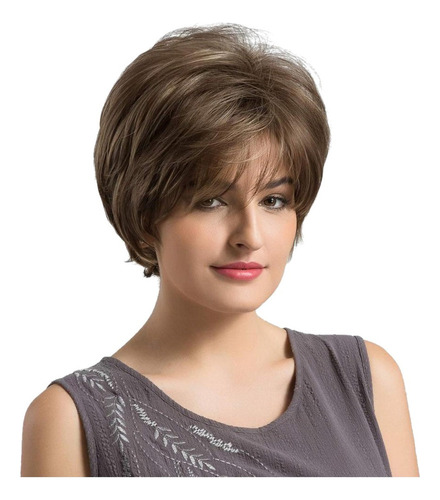 Mz Fashion Peluca Lateral De Pelo Sintético Corta Color Y
