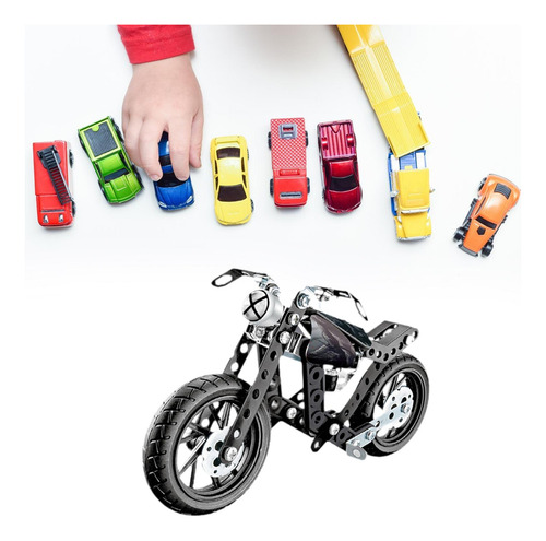 117pcs Modelo Metal Motorcycle Construir Toy, Brinquedo
