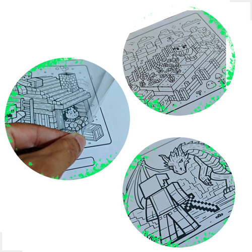 Caderno De Colorir E Desenhar Minecraft, 50 Folhas Com Biomas, Animais E Ferramentas Do Jogo, Perfeito Para Usar A Imaginação E Criar Novas Aventuras