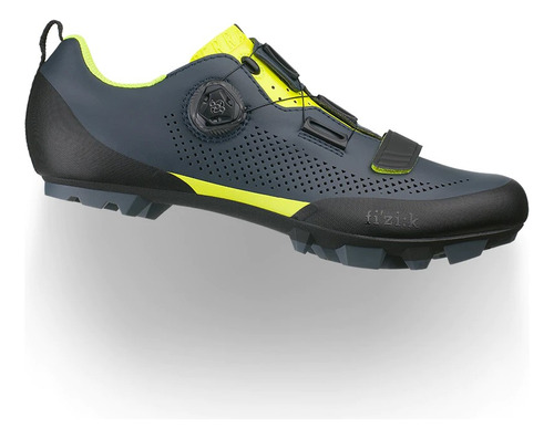 Zapatilla Ciclismo Mtb Fizik X5 Terra Gris Amarillo Fluo