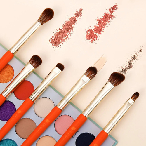 Ducare Juego De Brochas 9 Pzas Con Estuche Color Mango Naranja