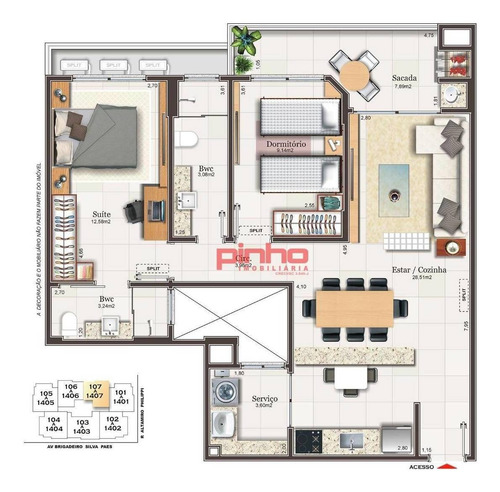 Imagem 17 de 23 de Apartamento Com 3 Dormitórios À Venda, 108 M² Por R$ 785.222,00 - Campinas - São José/sc - Ap0058