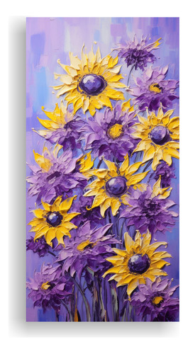 80x40cm Girasoles Morados En Lienzo Sublimado, Sol Púrpura,