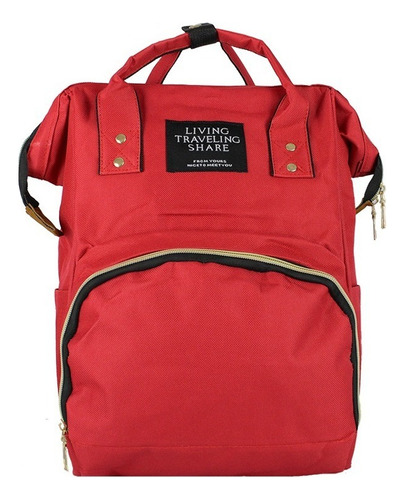 Pañalera Mochila Para Mama Ideal P/ Viaje Organizador Cierre Color Rojo