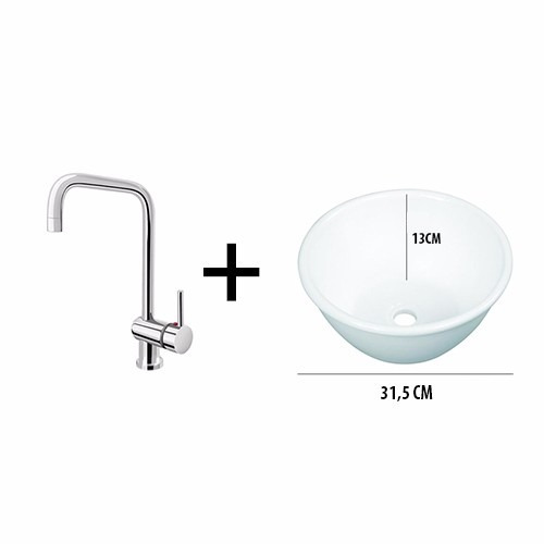 Imagen 2 de 6 de Combo Bacha Loza Apoyo Griferia Monocomando Tipo Bar Baño