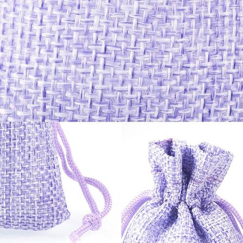 Para 10 Piezas De Lino Con Cordón Bolsas De Regalo De Tela
