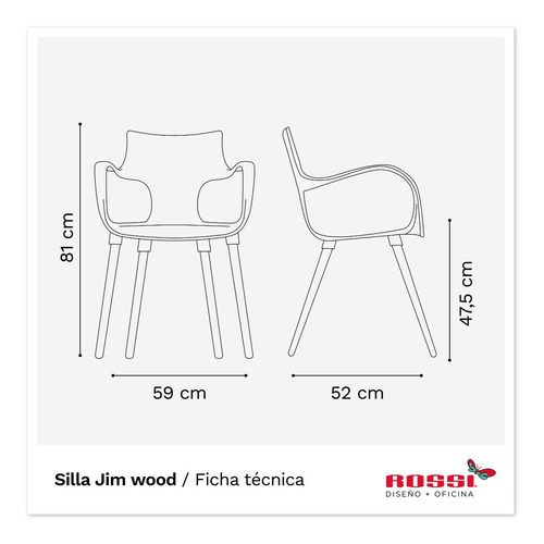 Imagen 6 de 6 de Juego De Comedor Mesa Camelia 90x160 + 4 Sillas Jim Wood