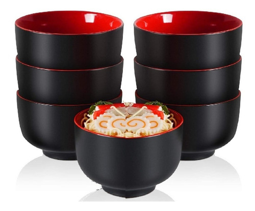 Jogo 6 Tigela Japonesa Bowl Oriental Melamina 300ml Cumbuca