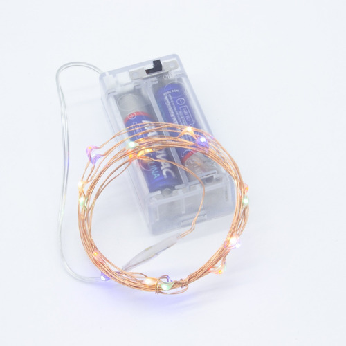 Imagen 1 de 9 de Serie Led Multicolor 2m Alambre De Cobre Pilas Inalambrica