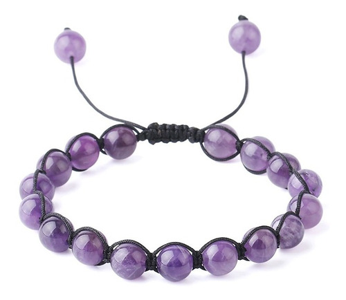 Csja Pulsera Cuentas Amatista Cordón Trenzado Mujeres F730