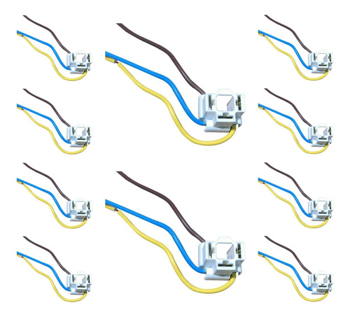 Kit 10 Fichas Plasticas 3 Vias Faro Reforzada Cable De 2,5mm