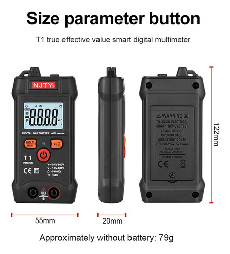 Tester Digital Inteligente Amperaje Voltaje Ohms 600v Ac Dc