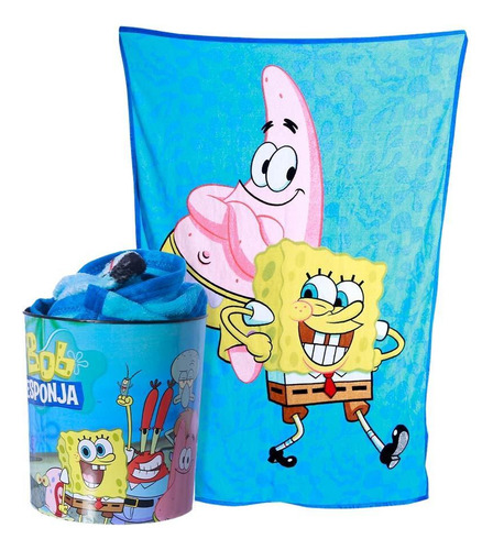 Kit Manta + Balde Pipoca Bob Esponja - Zona Criativa