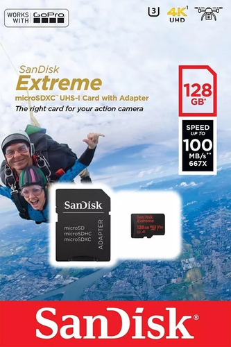 Tarjeta de memoria SanDisk SDSQXA1-128G-GN6MA Extreme con adaptador SD 128GB