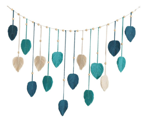 Tapiz Tejido Macrame Colgante De Pared Boho Con Clips Azul