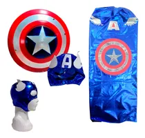 Comprar Escudo Capitán América + Máscara + Capa Niño Disfraz Azul Capitán América