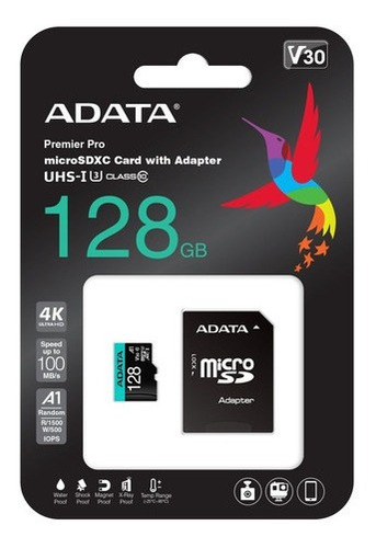 Imagen 3 de 10 de Memoria Micro Sd 128gb Clase 10 Adata Pro Uhs-i3 V30s