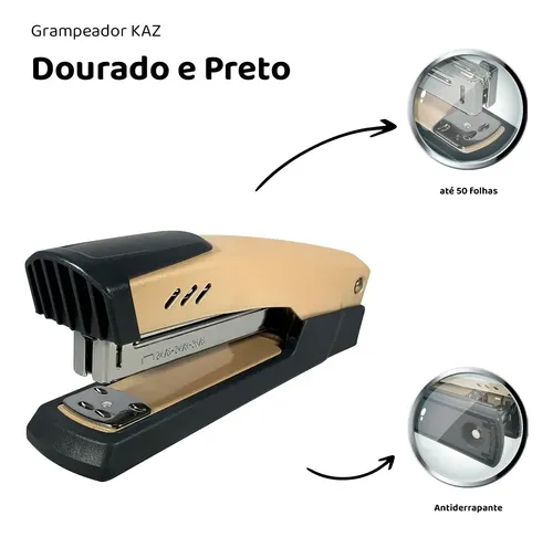 Grampeador Kaz Kz237 Dourado P/ 50 Folhas 16cm | MercadoLivre
