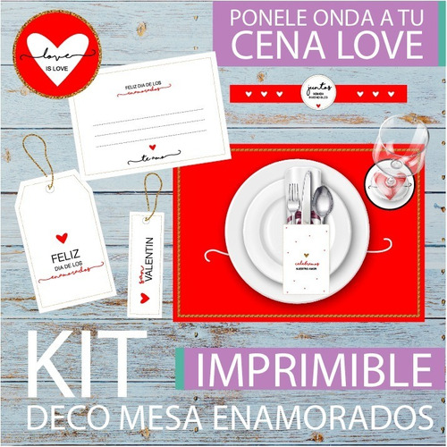 Kit Imprimible San Valentin Amor Enamorados Mesa Individual