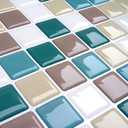 Pastilha Adesiva Resinada Kit 10 Placas Cobre 0,62 M2 Cor Colors 04 - Verde/bege