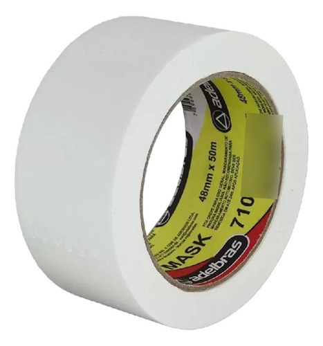 Kit 3 Fitas Crepe Adelbras 48mm X 50m Mask 710 Rolo Largo Branco Lisa