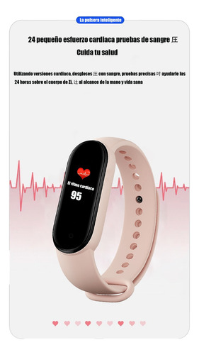 Pulsera Inteligente Deportiva M5 Fitness Negro Milanese Rosa Negro