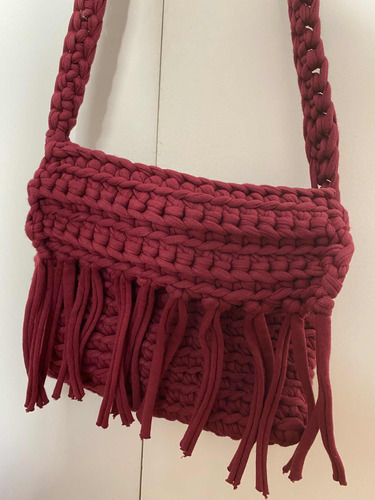 Cartera Bandolera Tejida Totora Artesanal Bordo 