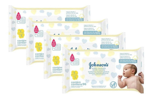 Toalhas Umedecidas Johnsons Baby Recém-nascido 96 U Pacote X 4
