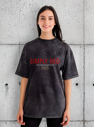 Polera Mujer Simply Red Tour 2025 Efecto Desgastada Grafimax