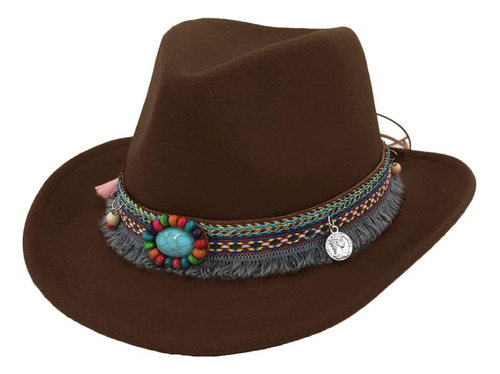 Sombrero De Vaquero De Fieltro Para Hombre, Sombrero Fedora 