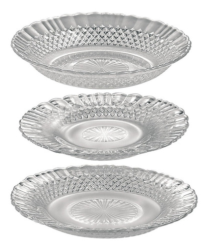 Set X6 Platos Playos 24cm Vidrio Barroco Wheaton Comida