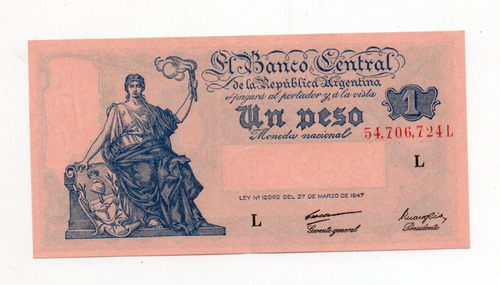 Billete 1 Peso Moneda Nacional Progreso Bottero 1835 Ex+