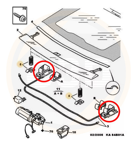 Kit Reparar Techo Corredizo Con Punta Linga Peugeot 206 207