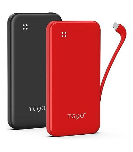 Tg90° 2 Pack 10000mah Portable Phone Charger With Cord, Ultr