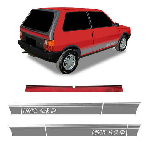 Faixa Fiat Uno 1.6 R 1990 Adesivo Lateral/traseiro Vermelho