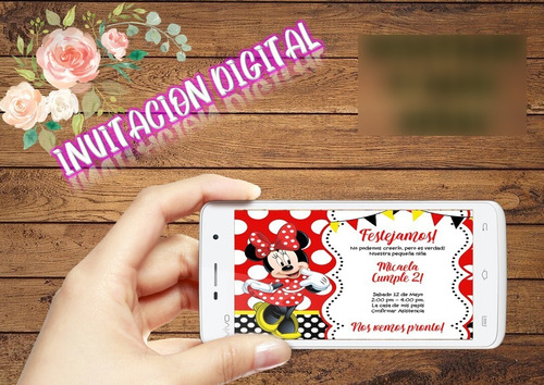 Invitacion Digital Personalizada Whatsapp Minnie Mouse Mod2