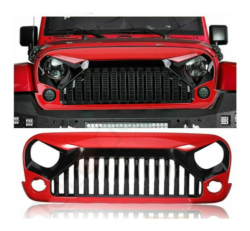 Parrilla Angry Enojada Jeep Wrangler 2007-2017 Jk Rojo Bsj