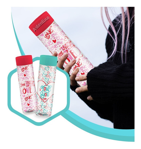 Imagen 2 de 9 de 2 Botella Deportiva Agua Regalo Día Enamorados San Valentin