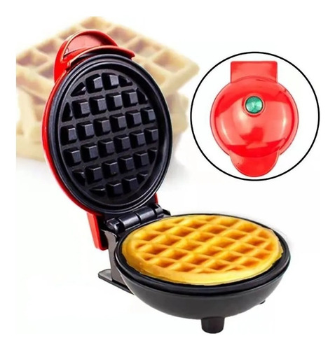 Mini Waflera Repostería Eléctrica Redonda Wafles Color Rojo