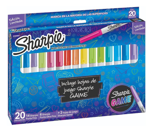 Marcadores Sharpie Game X20 + Tarjetas